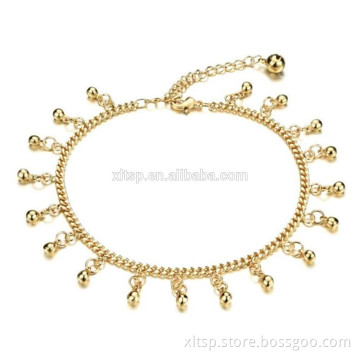 Womens Link Ankle Bracelet Silver Chain with Bell Charms Anklets